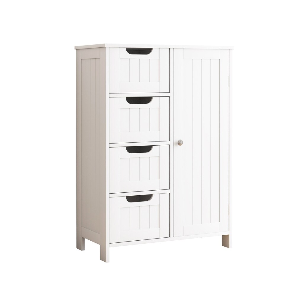 Bathroom Storage Cabinet Floor Cabinet with Adjustable Shelf  Drawers