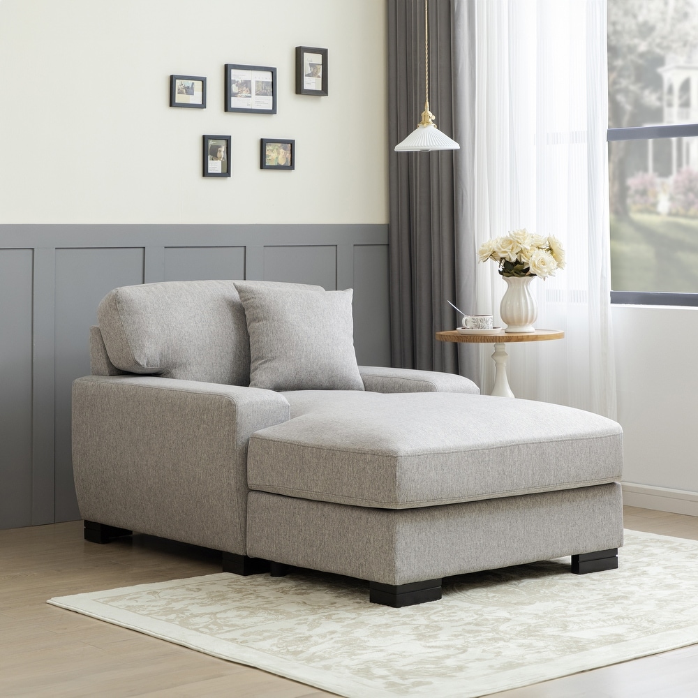 Oversized Recliner Sleeper Sofa Chaise Lounger Removable Cushions Loveseat  Modern Accent Armchairs w/ Pillows  Gray Linen