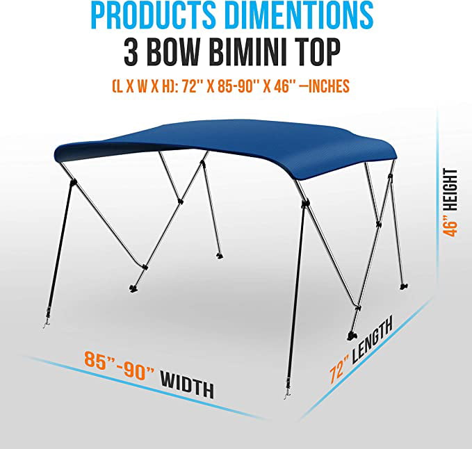 SereneLife Waterproof Boat Bimini Top Cover， Canvas Sunshade Boat Canopy -1