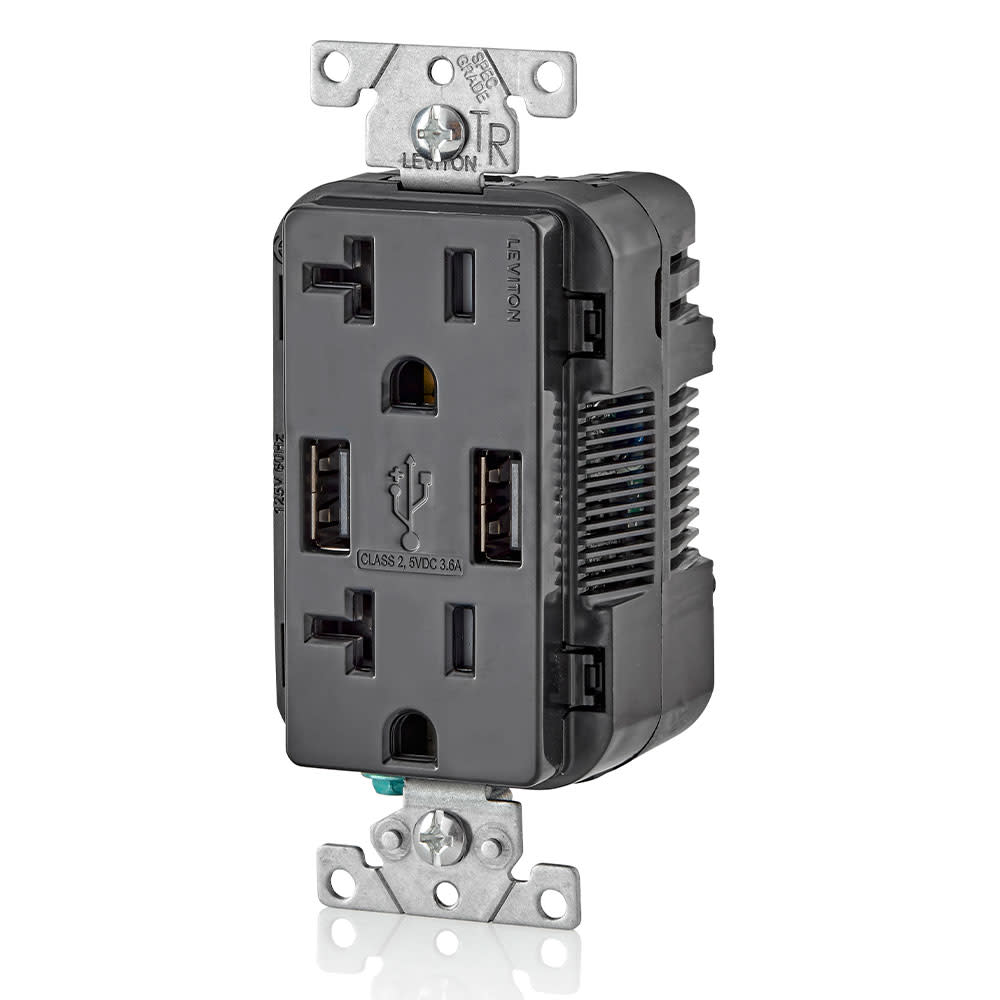 Leviton 20A 125V Black Combination Duplex Receptacle/Outlet