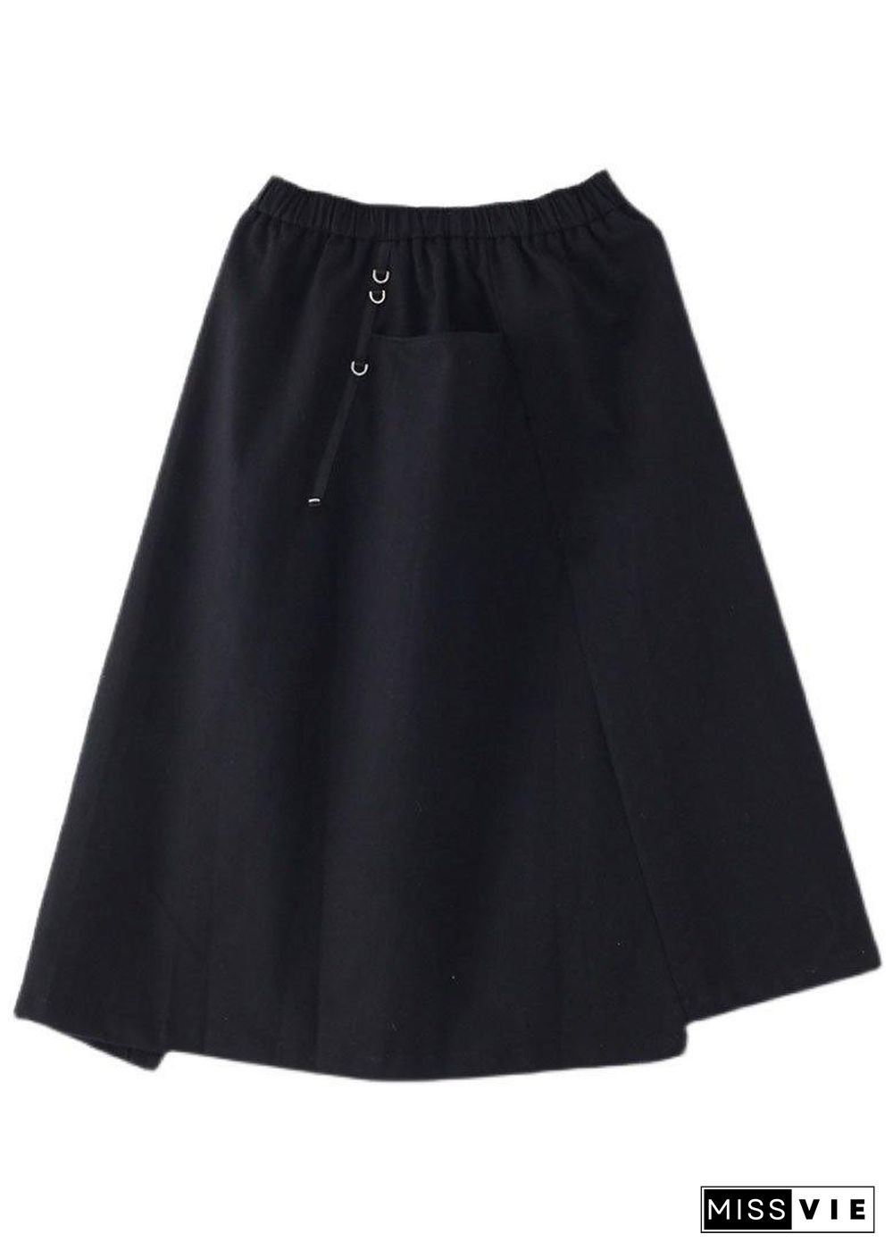 Modern Black Cinched Pockets Asymmetrical design Skirt