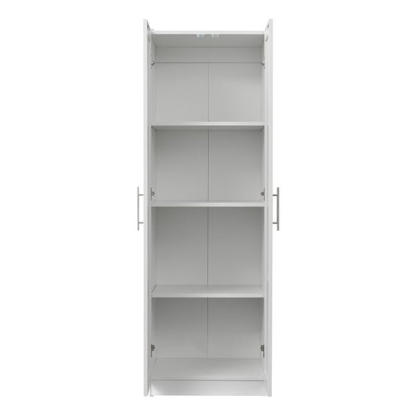 High Wardrobe and Kitchen Cabinet with 2 Doors and 3 Partitions to Separate 4 Storage Spaces， Storage for Kitchen， Laundry - - 37891404