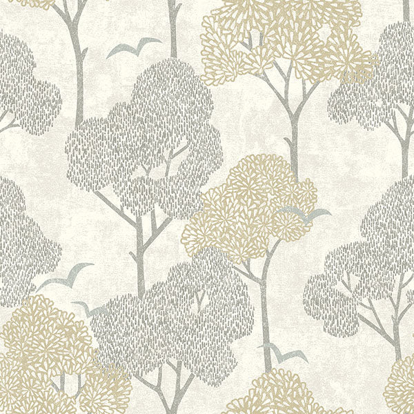 Lykke Neutral Textured Tree Wallpaper from Hannah Collection