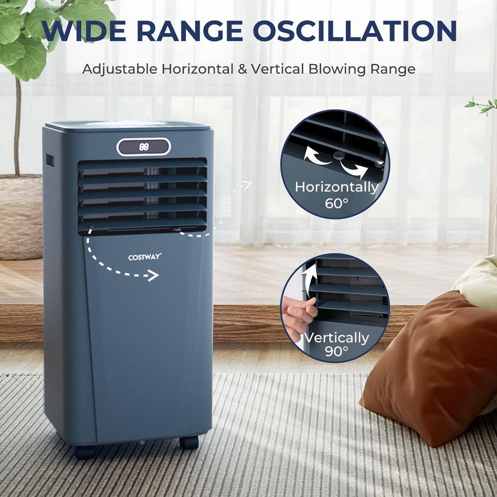 Costway 8000 BTU (ASHRAE) Portable Air Conditioner with Remote Control 3-in-1 Air Cooler with Drying in Dark Blue FP10119US-DB