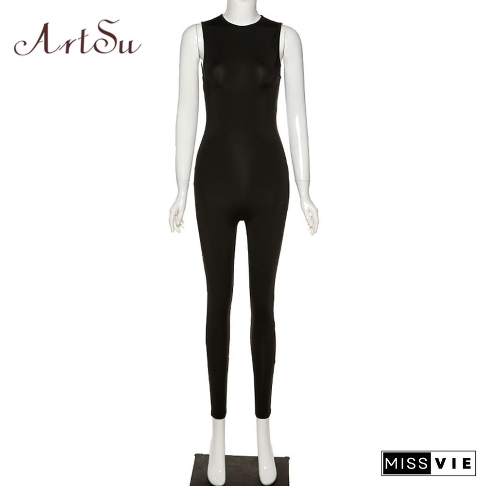 Artsu Sport Jumpsuit Sleevess Long Pants One Pieces Outfits Women Summer Solid Bodycon One Piece Jumpsuits Sexy Club Assu60933