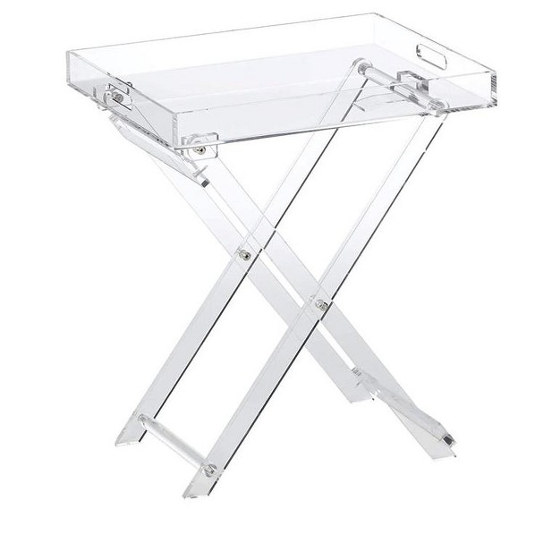 Designstyles Acrylic Foldable Tray Side Table With Handles Luxurious Home Decor Accent Perfect For Convenient And Portable Tabletop Space