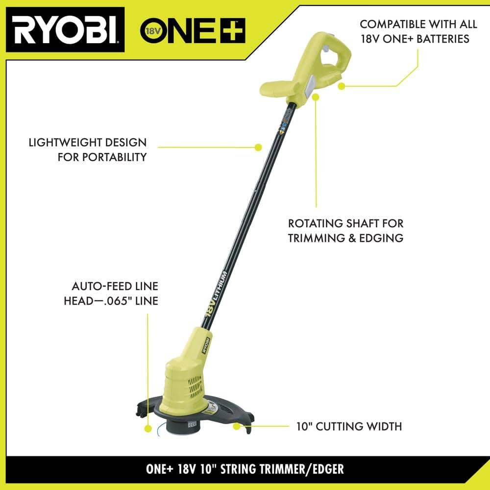 RYOBI ONE 18V 10 in Cordless Battery String Trimmer