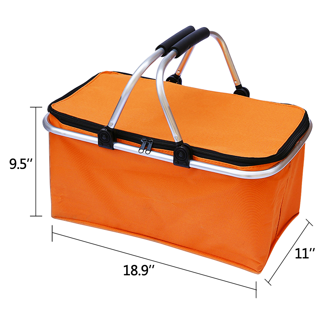 Picnic Cooler Bags Insulated， Folding Collapsible Picnic Grocery Tote Bag Large Big Travel Lunch Bag Market Basket for Women with Zipper and Double Handle