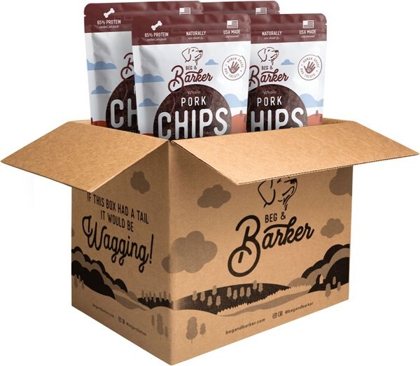 Beg and Barker Whole Pork Chips Natural Single Ingredient Dog Treats， 3.5-oz， case of 4