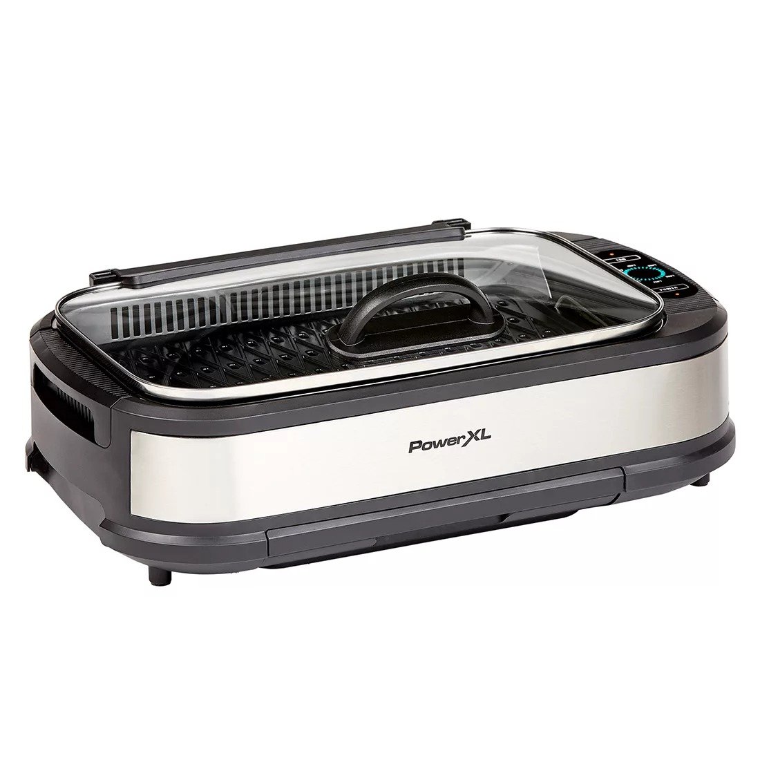 PowerXL Smokeless Grill Pro， Temprd Glass Lid and Turbo Speed Smoke Extractor