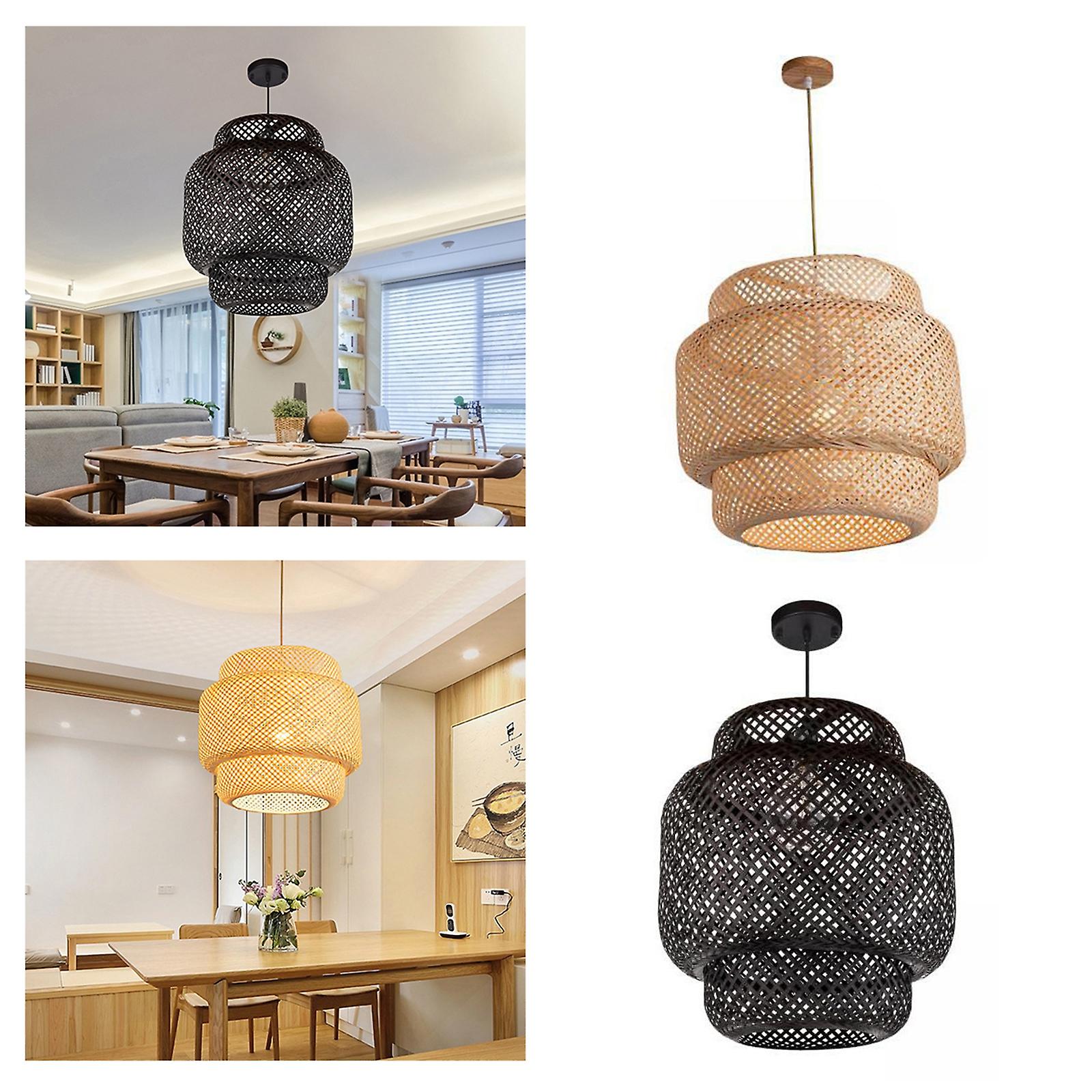 2pcs Woven Bamboo Pendant Light Creative Lamp Home Decor