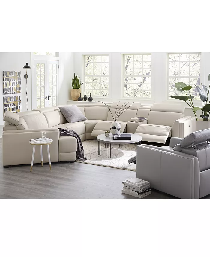 Furniture Jenneth 5-Pc. Leather Sofa with 1 Power Motion Recliner and Cuddler