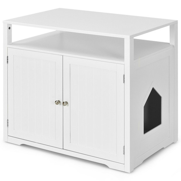 Costway 17380625 Wooden Cat Litter Box Enclosure H...