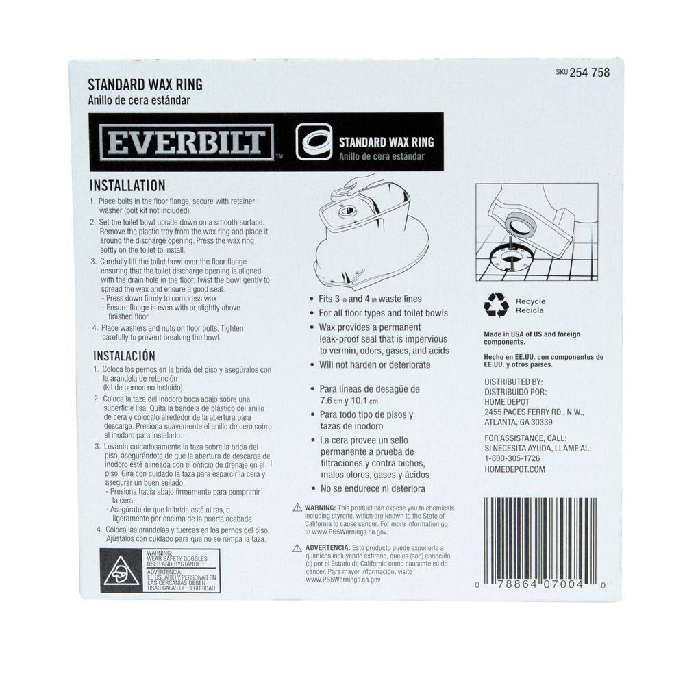 Everbilt Standard Toilet Wax Ring 007004