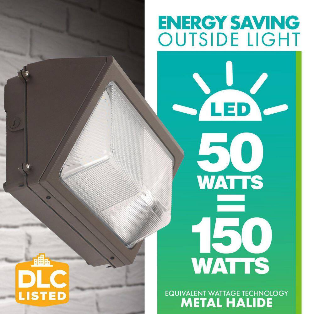 Simply Conserve 50-Watt 150-Watt Equivalent Integrated LED Bronze Wet Rated Wall Pack Light 5000K L50-WPT-50-120277-D-PC