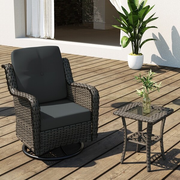 Outdoor Rattan Swivel Gliders Rocking Chair