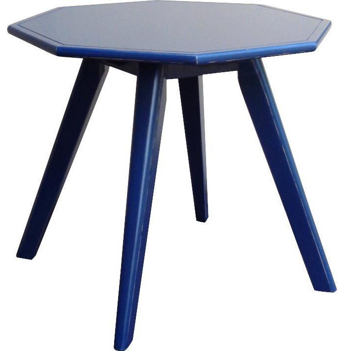 TRADE WINDS NANTUCKET Lamp Table End Side Octagonal Splayed Legs Navy   Midcentury   Side Tables And End Tables   by Trade Winds Furniture LLC  Houzz