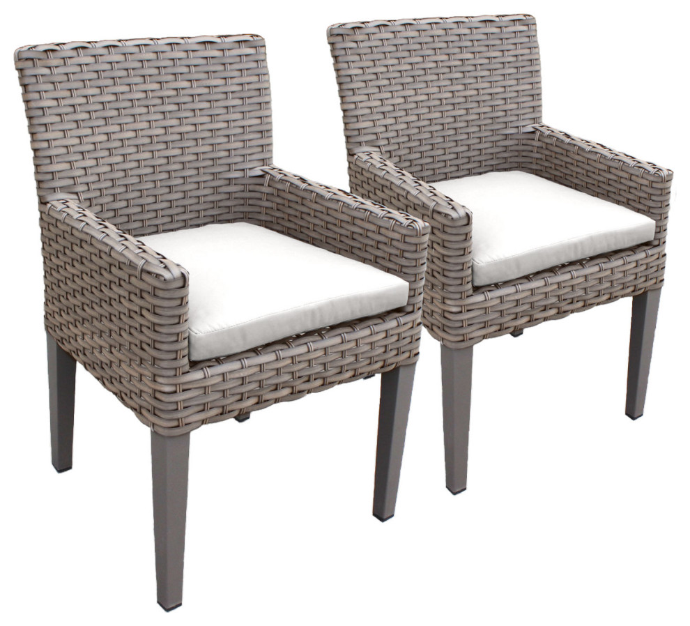 2 Monterey Dining Chairs With Arms Aruba   Tropical   Outdoor Dining Chairs   by TKClassics  Houzz