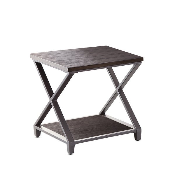 Alton Double X Style Wood and Metal End Table by Greyson Living