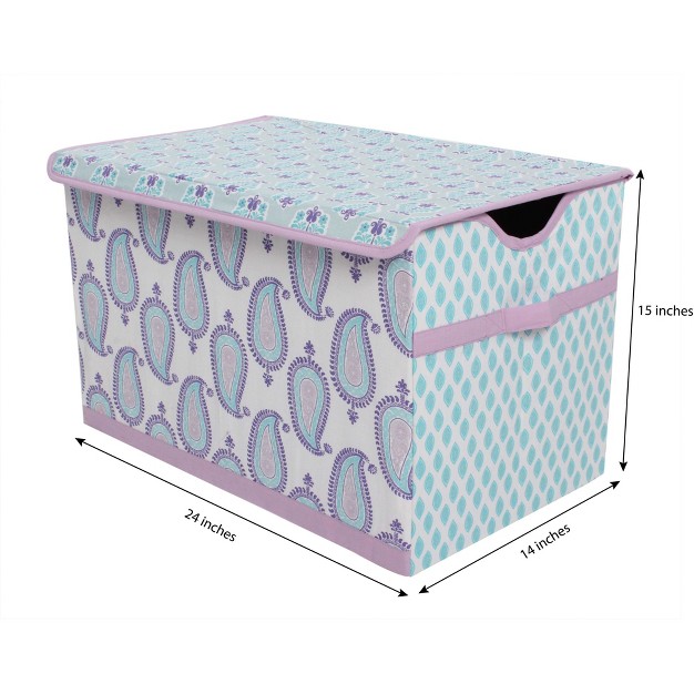 Bacati Isabella Paisley Aqua lilac purple Fabric Storage Toy Chest