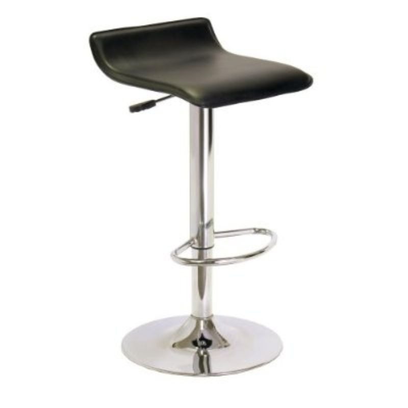 Contemporary ABS Air-Lift Swivel Bar Stool in Black Faux Leather - 15.1 x 15.1 x 25.2 inches