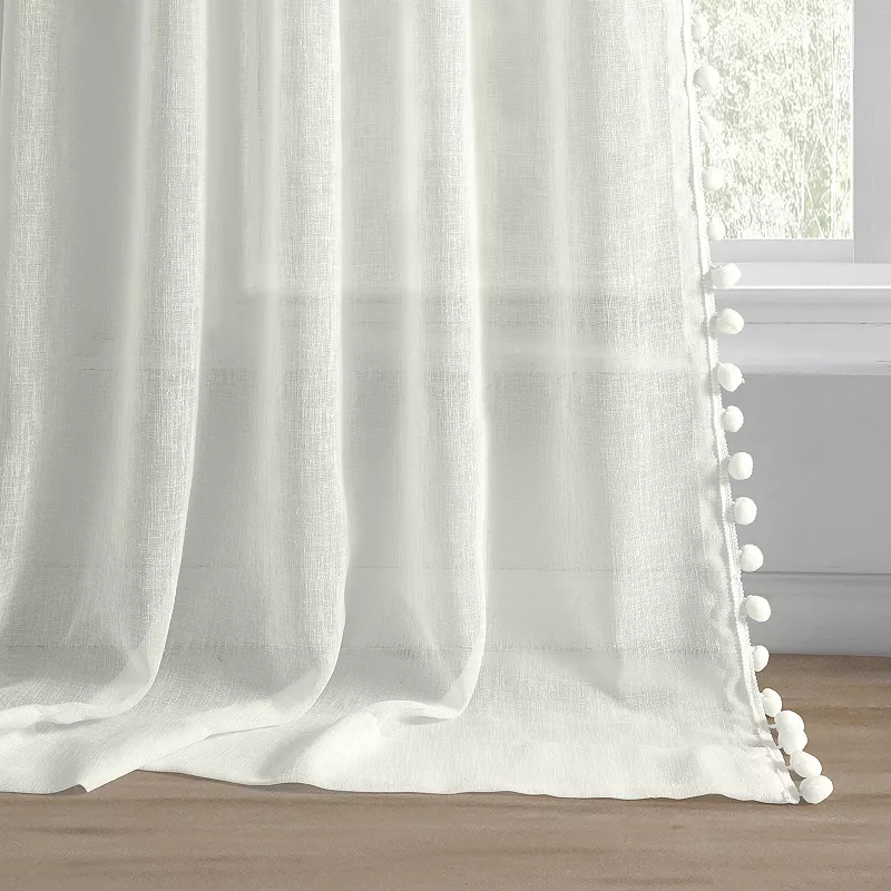 EFF Borla Patterned Faux Linen Sheer Window Curtain Panel