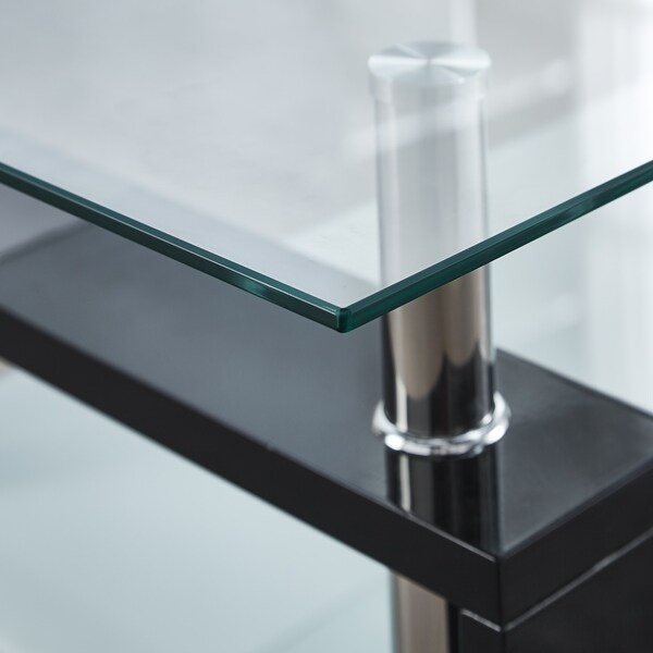 Coffee Table with Glass Top and Stainless Steel Legs