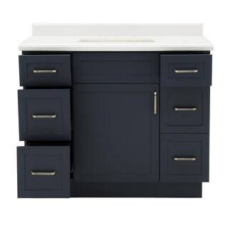 Home Decorators Collection Lincoln 42 in. W x 22 in. D x 34.5 in. H Bath Vanity in Midnight Blue with White Cultured Marble Top 9784900310