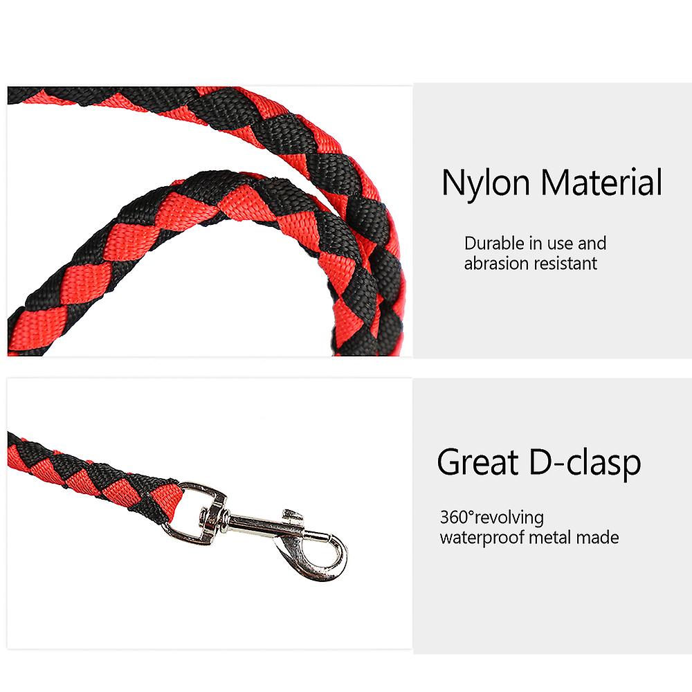 Nylon Dog Leash 5ft Long Walking Dog Rope Metal Clasp Dog Chain Traction Rope For Medium Dog Training Walking Outside Red