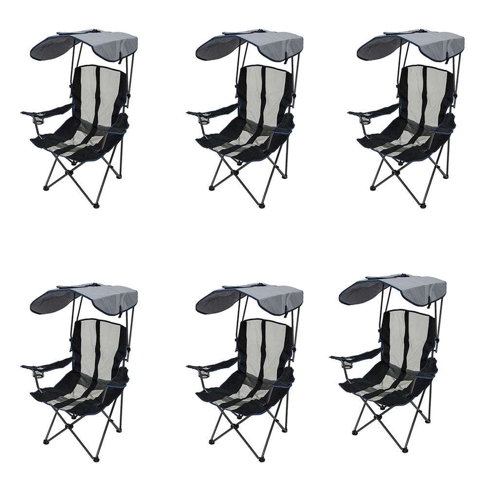 Kelsyus Premium Portable Camping Folding Lawn Chair with Canopy, Navy (6 Pack)