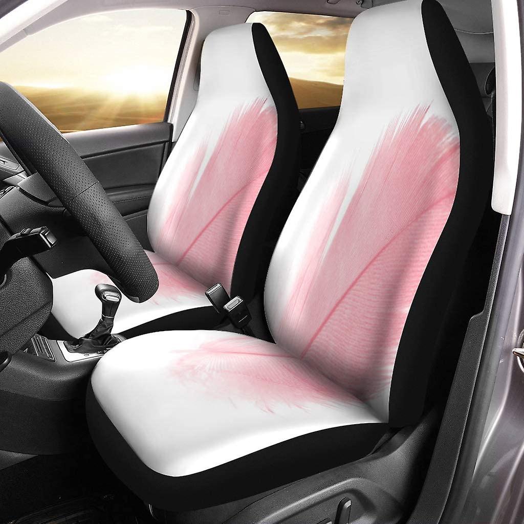 Set Of 2 Car Seat Covers Pink Feather Universal Auto Front Seats Protector Fits For Car，suv Sedan，truck D---45831