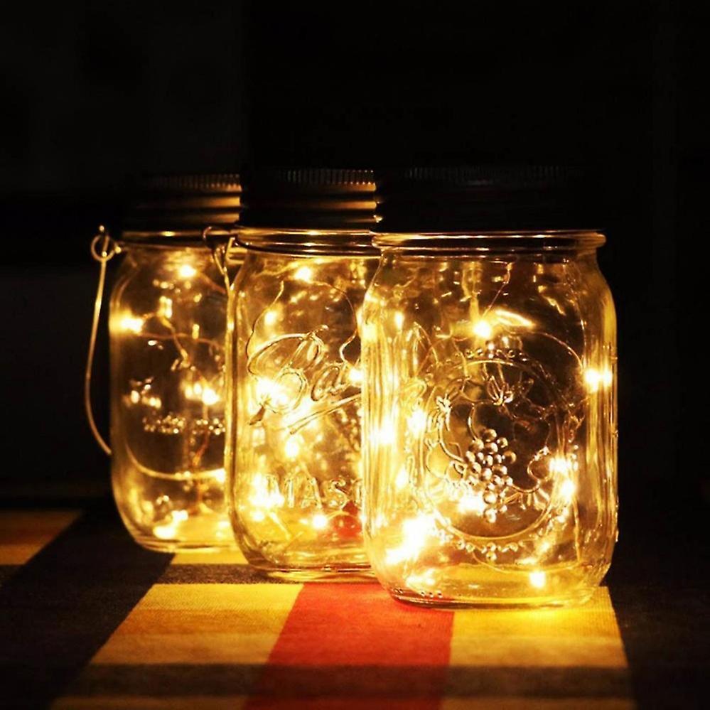 Led Fairy Light Solar Mason Jar Lid Lights Color Changing Garden Decor