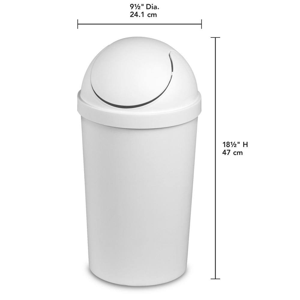 Sterilite 3 Gal. White Round Swing Top Plastic Wastebasket (6-Pack) 6 x 10838006