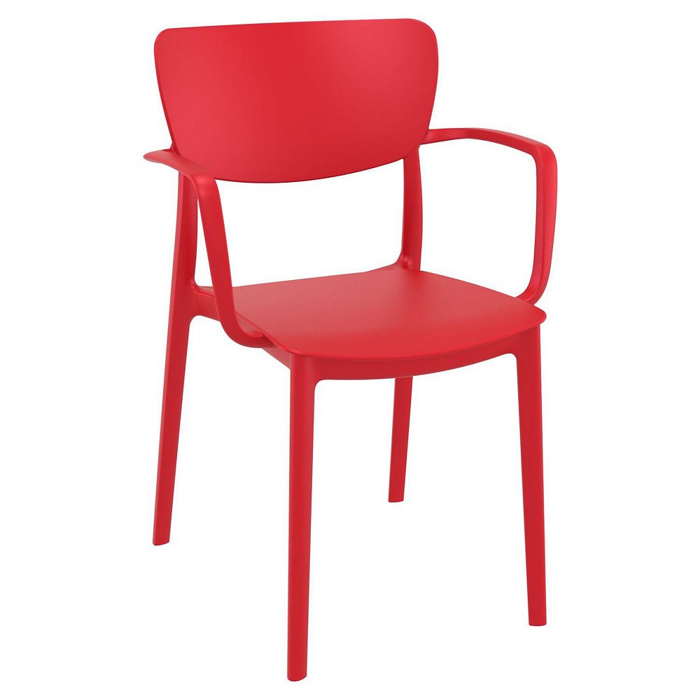 33 Red Solid Stackable Patio Dining Arm Chair