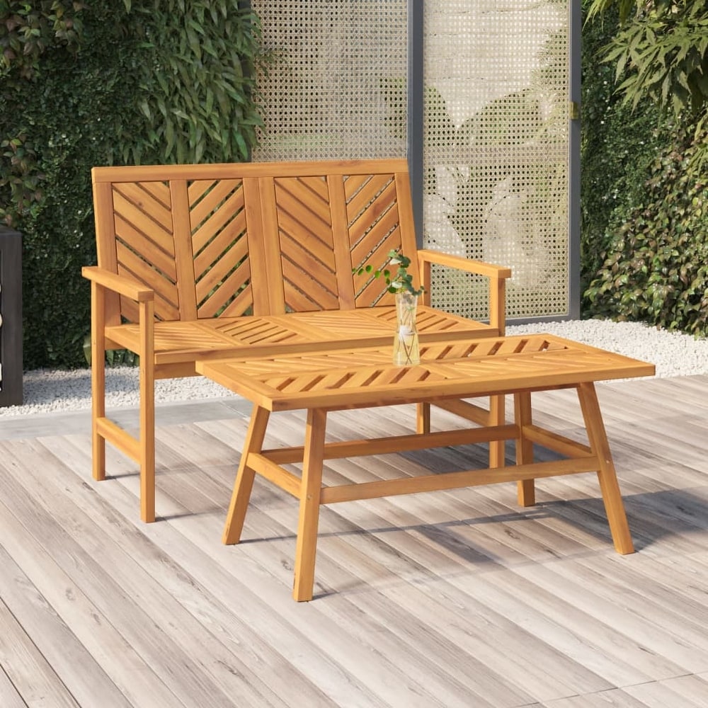 vidaXL 2 Piece Patio Lounge Set Solid Wood Acacia   42.9\