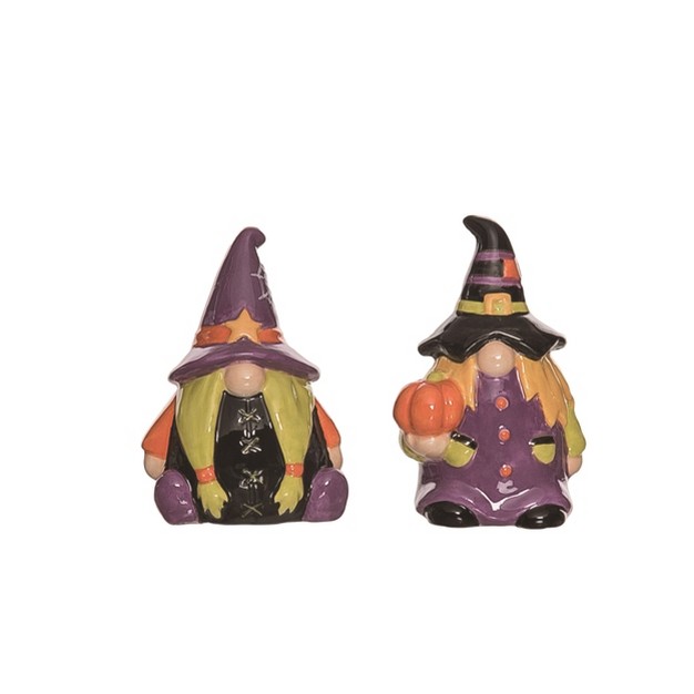 Transpac Dolomite 3 5 In Multicolor Halloween Witchy Gnome Salt And Pepper Shakers Set Of 2