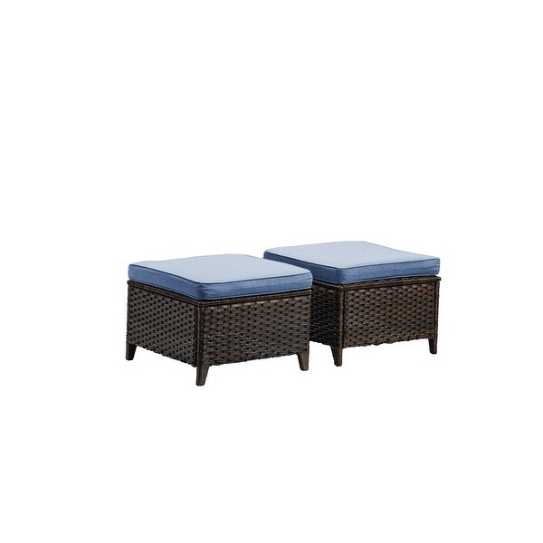 2 Piece Outdoor Ottoman Wicker Patio Ottomans