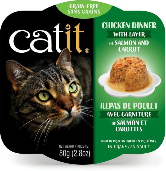 Catit Dinner Chicken w/Slamon and Carrot Cat Wet Food， 2.8-oz can