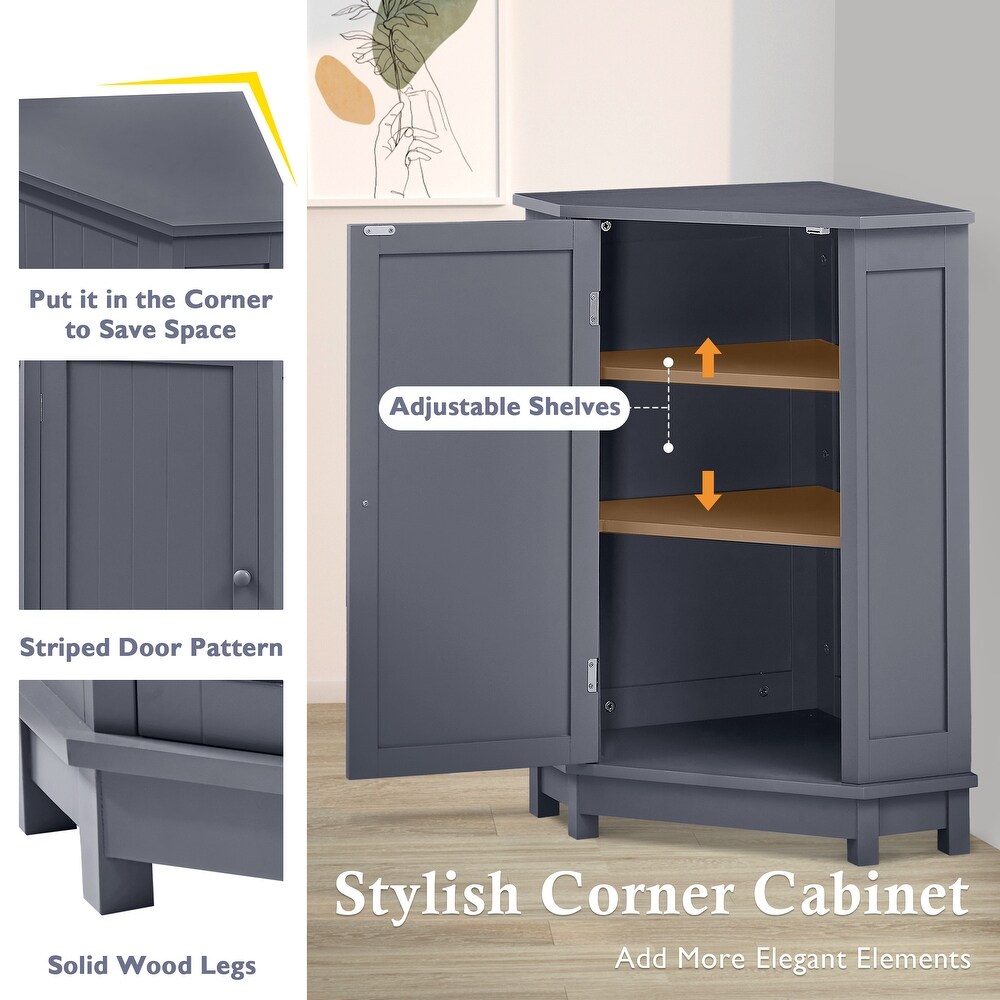 Living Room Corner Floor Storage Cabinet Plant Display Cabinet  Grey