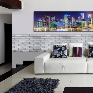 Dundee Deco 3D Falkirk Retro 101000 in. x 38 in. x 20 in. Off White Grey Faux Brick PVC Wall Panel TP10009236