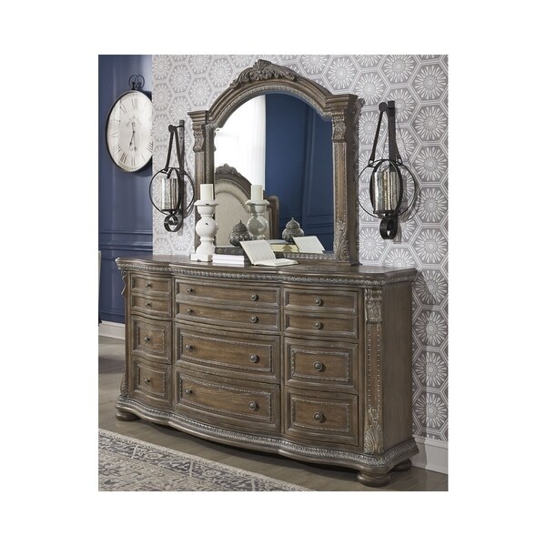 Signature Design By Ashley Charmond Brown Wood Dresser and Mirror - - 29236796