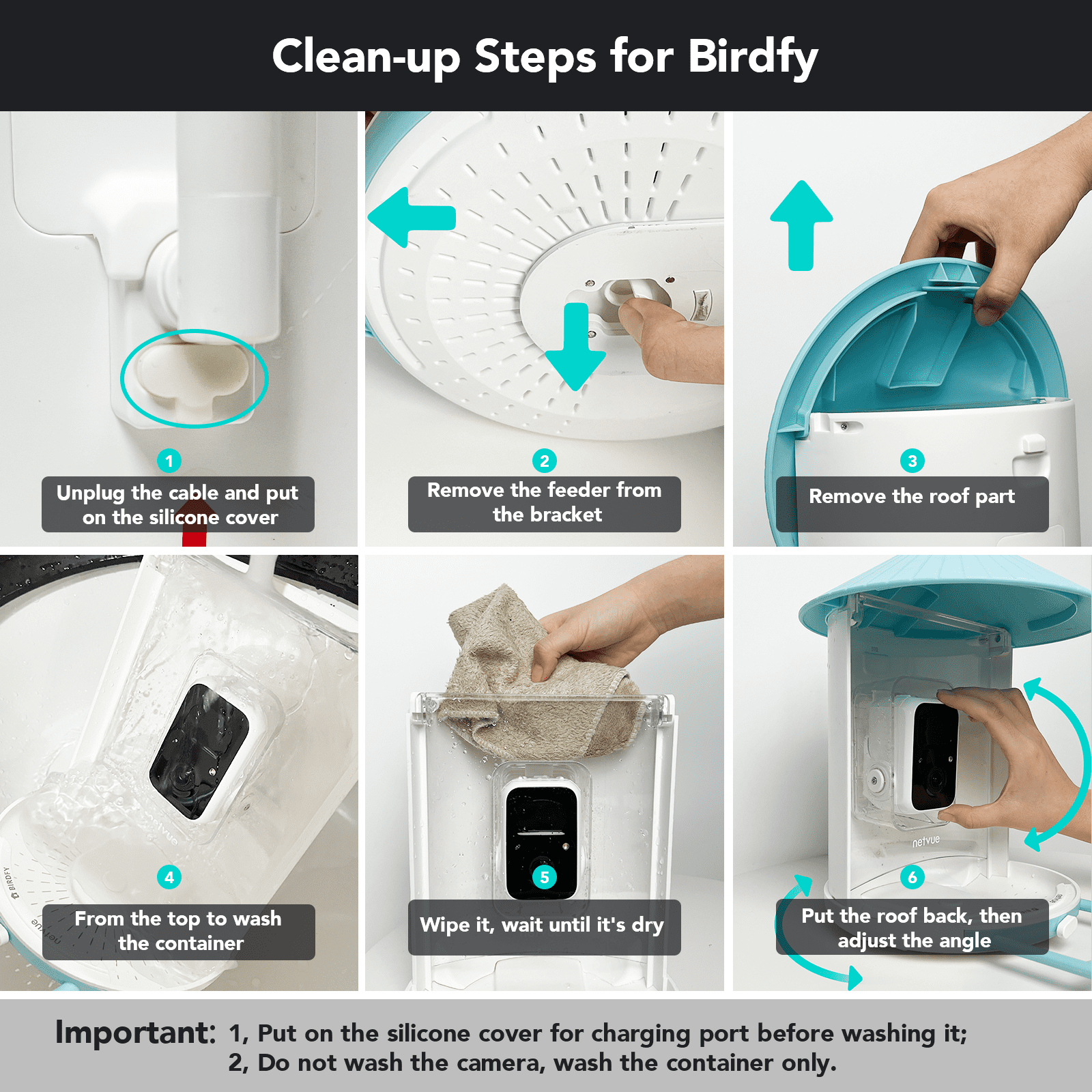 Bird Feeder with Camera， Netvue Birdfy Smart Bird Feeder with Phone App AI Identify Bird Species Night Vision for Bird Watching， Gift Ideas for Moms， Hopper Feeder， Blue (Birdfy AI+Solar)