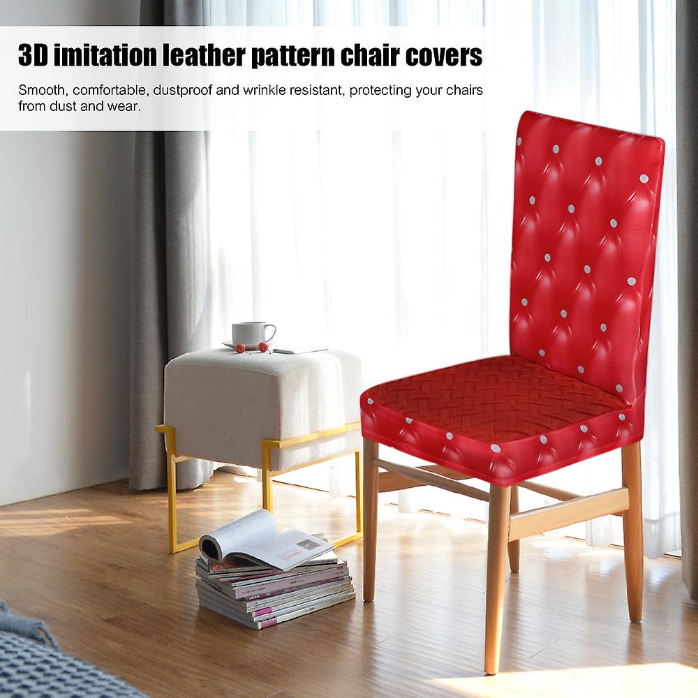 Red 3d Printing Spandex Stretchable Dining Chair Seat Covers Dustproof Ceremony Chair Slipcovers Protectors Wedding Events Decoration--red