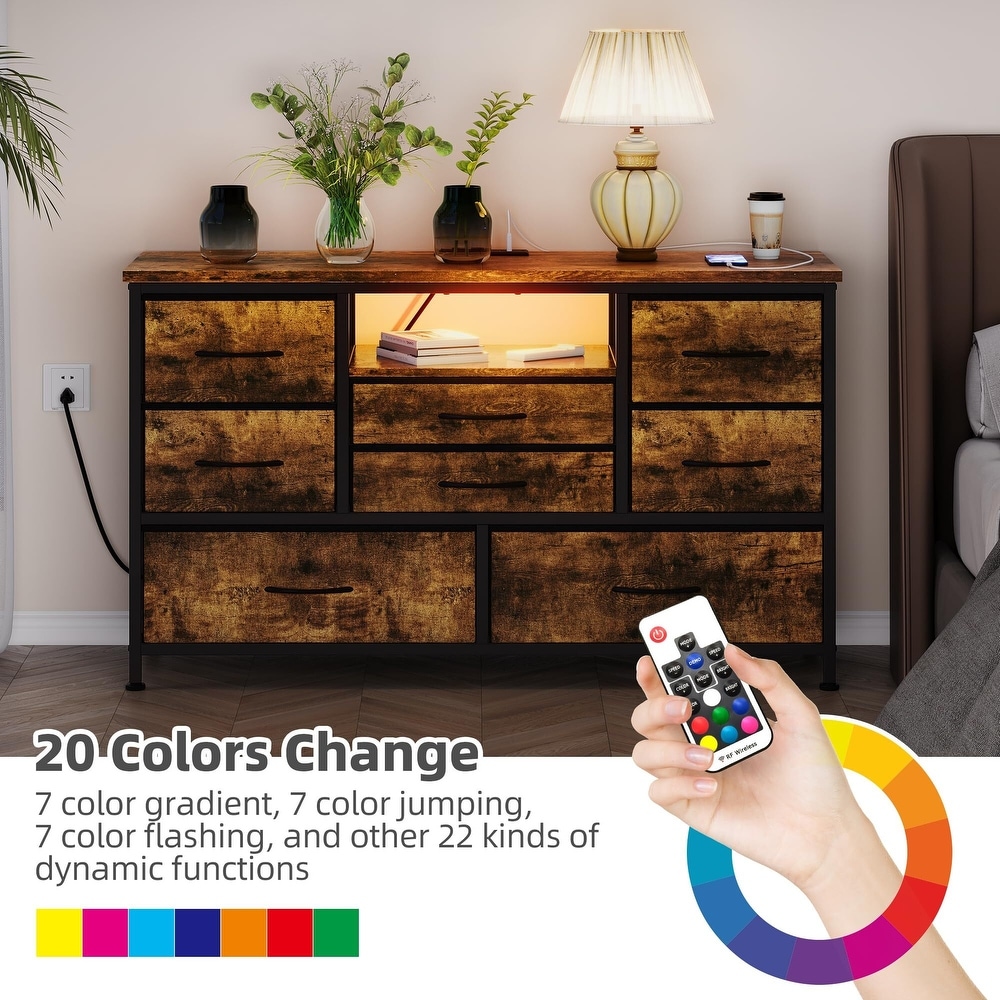 8 Dresser TV Stand with Power Outlet   LED for 55'' TV