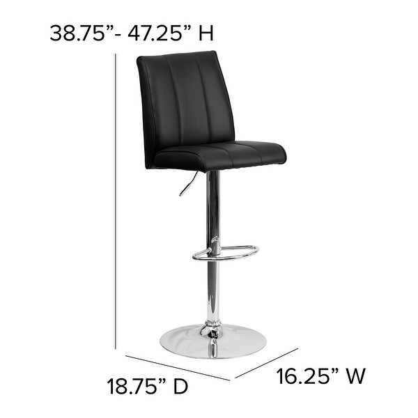 2 Pk. Contemporary Brown Vinyl Adjustable Height Barstool with Panel Back and Chrome Base