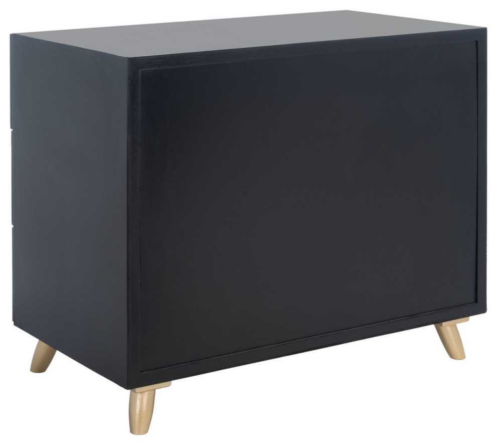 Noel 3 Drawer Chest Black/Gold/Brown Faux Leather   Midcentury   Accent Chests And Cabinets   by V.S.D Furniture  Houzz