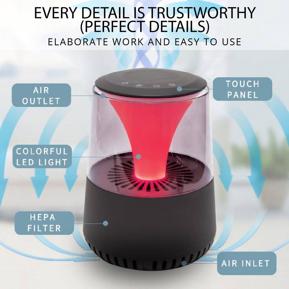 WBM SMART 12.9 in. Air Purifier 25dB Quiet Air Cleaner for Large Room Remove 99.99% Germs AR-03-BLACK-02