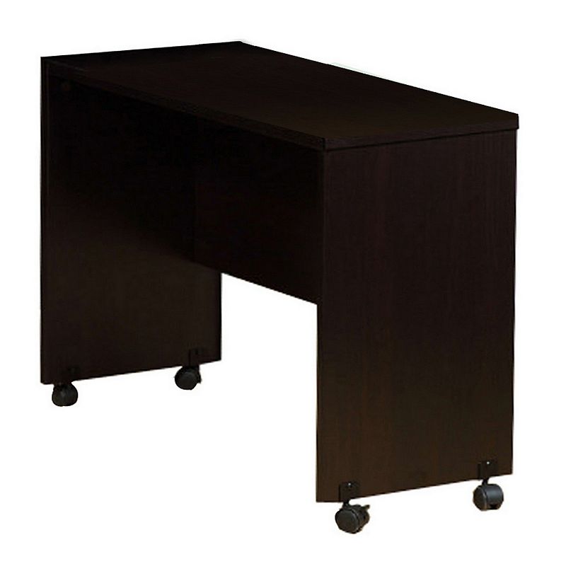 Stylish Dark Brown Finish Desk Return With Spacious Display Top.