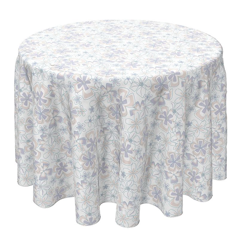 Round Tablecloth， 100% Cotton， 60 Round， Retro Fashion Floral