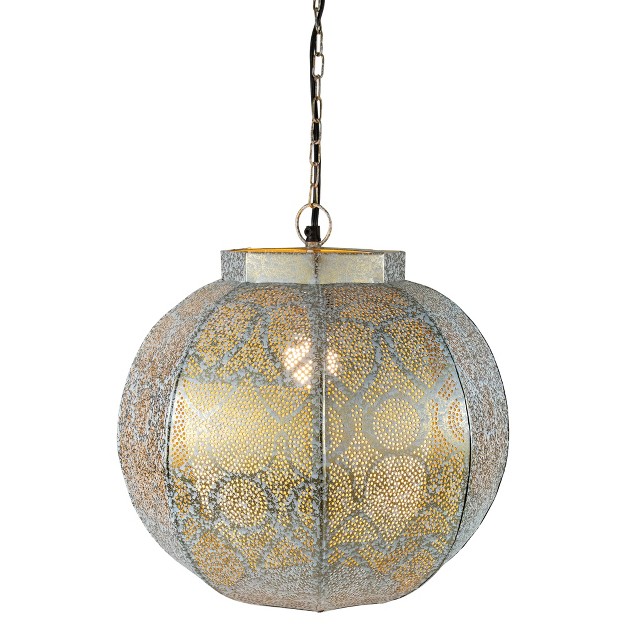 White And Gold Moroccan Style Hanging Lantern Ceiling Light Fixture